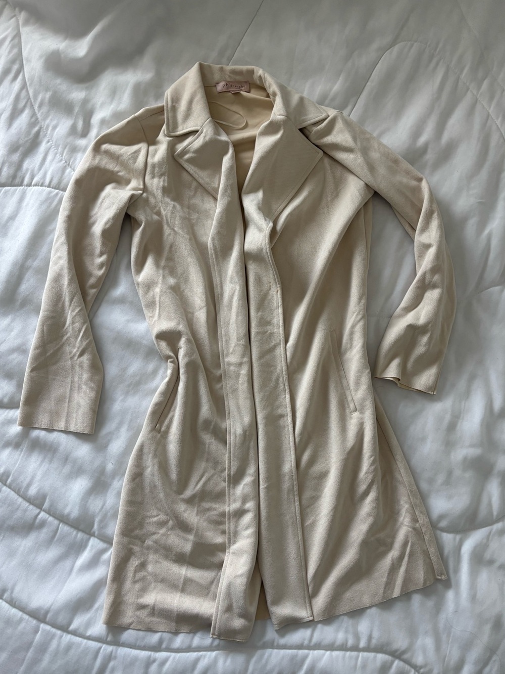Philosophy Cream Open-Front Trench Coat